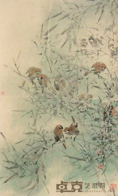 白云 好鸟枝头 立轴 96×58cm